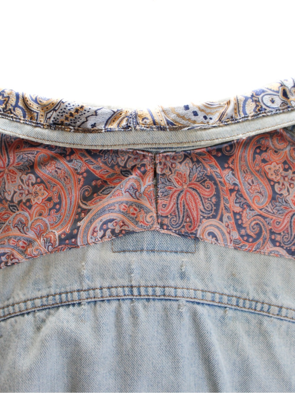 Levi's Light Wash Denim Jacket with Yellow Paisley Trim